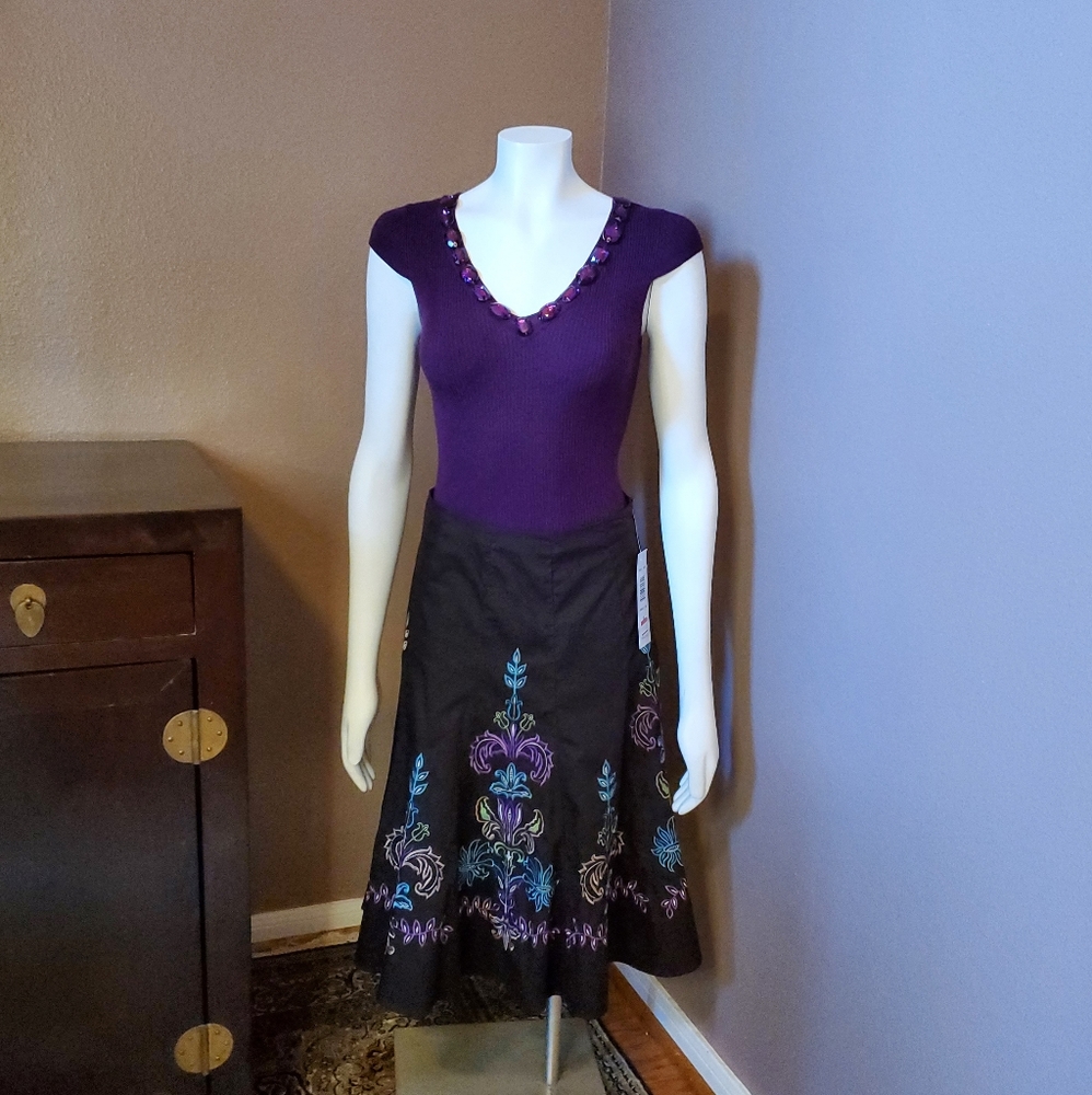 NWT SUNNY LEIGH skirt 2P & jewel neck sweater XS
